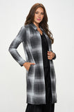 Made in USA Plaid Open Front Coat with Collar