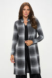 Made in USA Plaid Open Front Coat with Collar