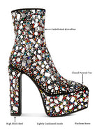 Fancy Mirror Embellished Platform High Heel Boots