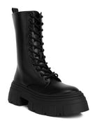 Tatum Faux Leather Combat Chunky Boots