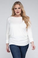 Plus Size Luxe Rayon Boat Neck 3/4 Sleeve Top