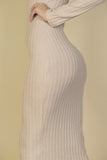 Sweater-Knit Fuzzy V Neck Bodycon Dress