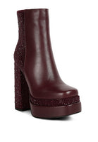 Dryday Diamante Zip Up Block Heel Boots