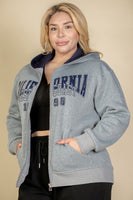 Plus Size Graphic Drop Shoulder Zipper Up Hoodie