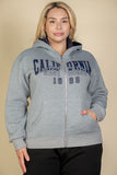 Plus Size Graphic Drop Shoulder Zipper Up Hoodie