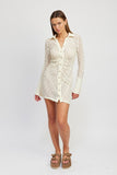 BUTTON DOWN LACE DRESS