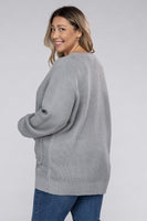 Plus Size Low Gauge Waffle Open Cardigan Sweater