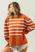 Ribbed Hem Stripe Sweater