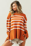 Ribbed Hem Stripe Sweater