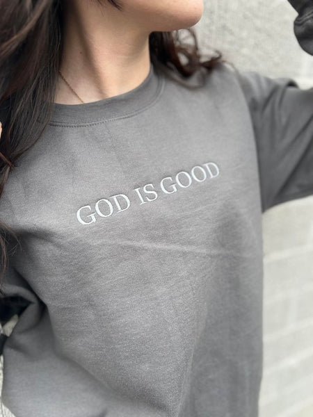 God Is Good Embroidered Plus Size Sweatshirt