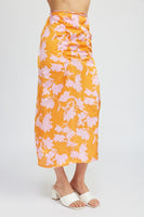 RUCHED MAXI SKIRT WITH WAIST DRAWSTRING