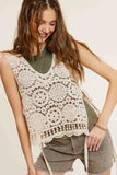 Self Side Tie Detailed Crochet Vest Top