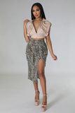 Cargo Midi Skirt in Woodland Camo