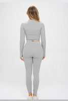 Seamless Ribbed Tracksuit Zip-up Two-Piece Set