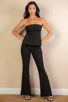 Side Slit Bandeau Top & Flare Pants Set