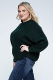 Plus Oversized Round Neck Raw Seam Melange Sweater