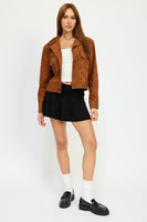 SOFT MICROSUEDE FABRIC JACKET WITH POCKETS