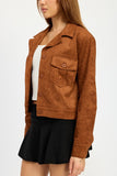 SOFT MICROSUEDE FABRIC JACKET WITH POCKETS