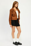 SOFT MICROSUEDE FABRIC JACKET WITH POCKETS