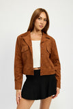 SOFT MICROSUEDE FABRIC JACKET WITH POCKETS