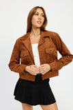 SOFT MICROSUEDE FABRIC JACKET WITH POCKETS