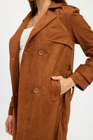 SOFT MICROSUEDE FABRIC TRENCH COAT