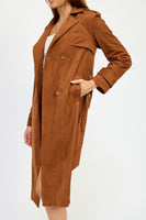 SOFT MICROSUEDE FABRIC TRENCH COAT