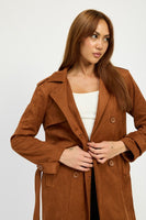 SOFT MICROSUEDE FABRIC TRENCH COAT