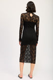 MOCK NECK MIDI LACE DRESS