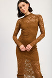 MOCK NECK MIDI LACE DRESS