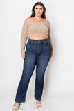 PLUS CORSET HIGH RISE DOUBLE WAIST BOOTCUT JEANS