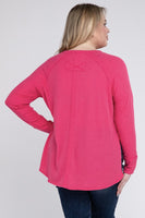 Plus Size Melange Baby Waffle Long Sleeve Top