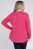 Plus Size Melange Baby Waffle Long Sleeve Top