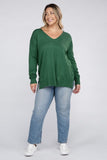 Plus Size Garment Dyed Front Seam Sweater