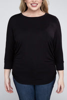 Plus Size Luxe Rayon Boat Neck 3/4 Sleeve Top