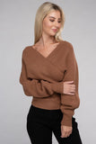 Viscose Cross Wrap Pullover Sweater