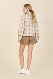 Plaid short shacket with pockets