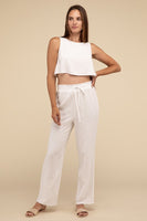 D-Linen Blended Top and Pants Set