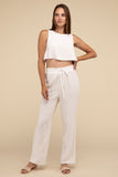 D-Linen Blended Top and Pants Set