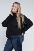 Plus Size Drop Shoulder Long Sleeve Top