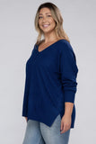 Plus Size Garment Dyed Front Seam Sweater