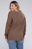 Plus Size Garment Dyed Front Seam Sweater