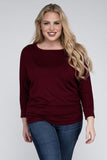 Plus Size Luxe Rayon Boat Neck 3/4 Sleeve Top