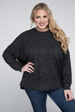 Plus Brushed Melange Drop Shoulder Sweater