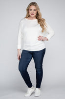 Plus Size Luxe Rayon Boat Neck 3/4 Sleeve Top