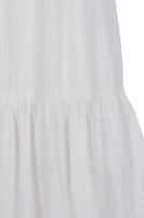 Embroidered white V neckline tiered dress