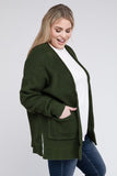 Plus Size Low Gauge Waffle Open Cardigan Sweater