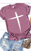 Distressed Cross White Ink Graphic Tee PLUS