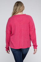 Plus Ribbed Brushed Melange Hacci Sweater