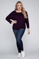 Plus Size Luxe Rayon Boat Neck 3/4 Sleeve Top